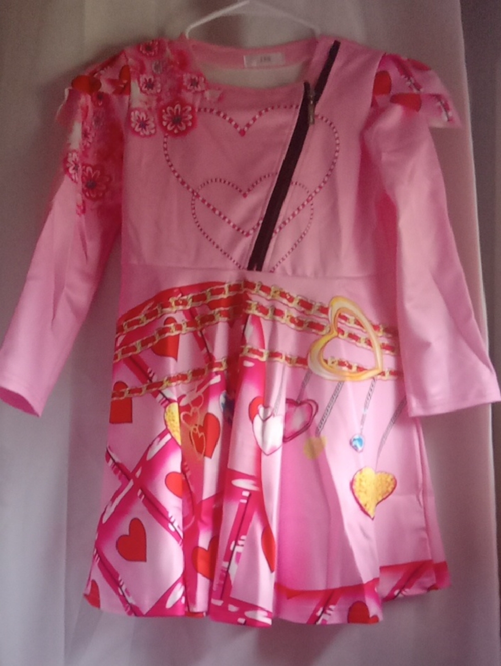 Kids Pink Heart Princess Costume Dress